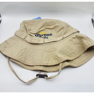 NWT Corona Extra Bucket Hat ~ Khaki Embroidered Logo UPF ~ Beer Beach Pool NEW